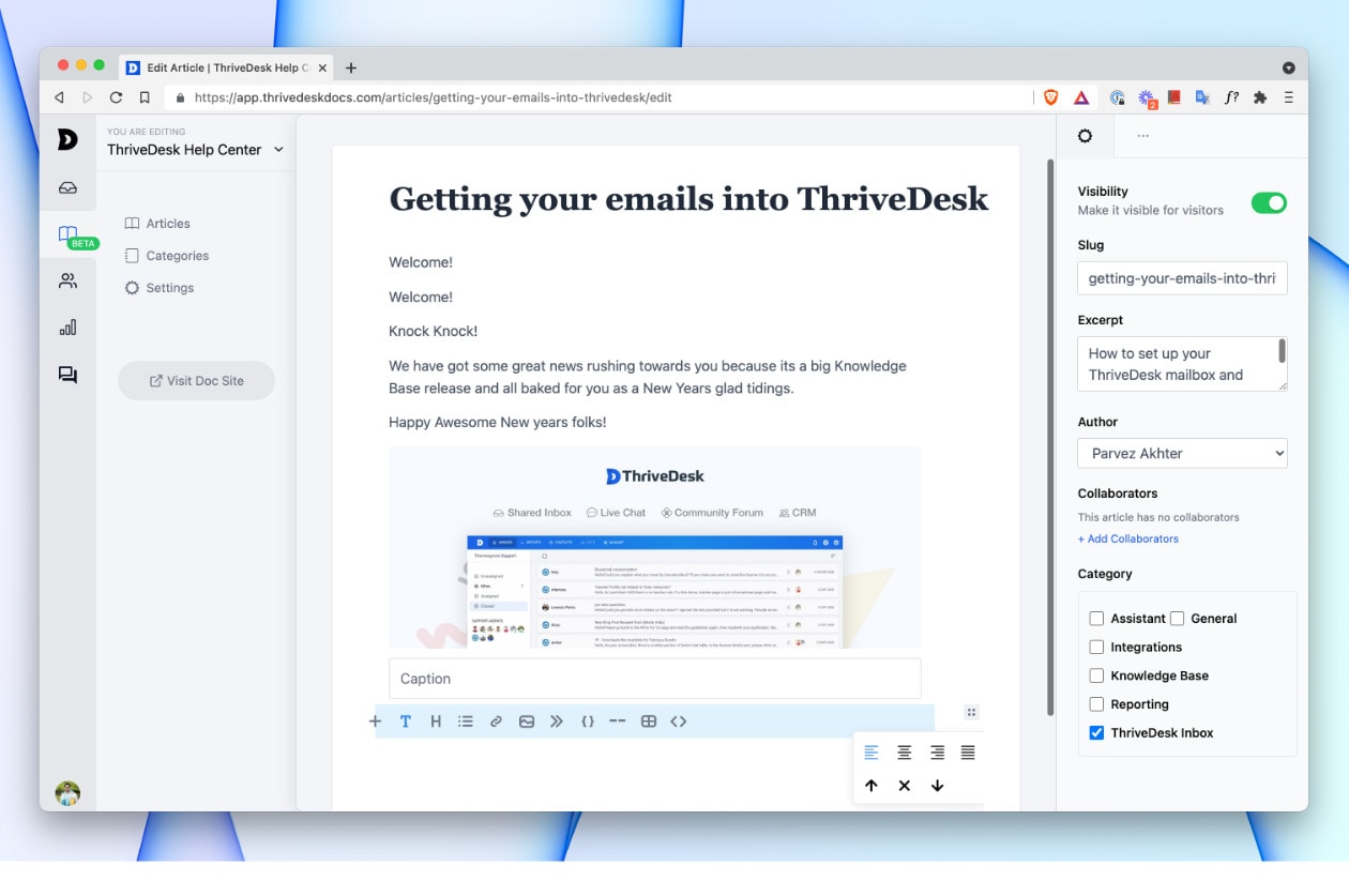 editor de documentos - ThriveDesk