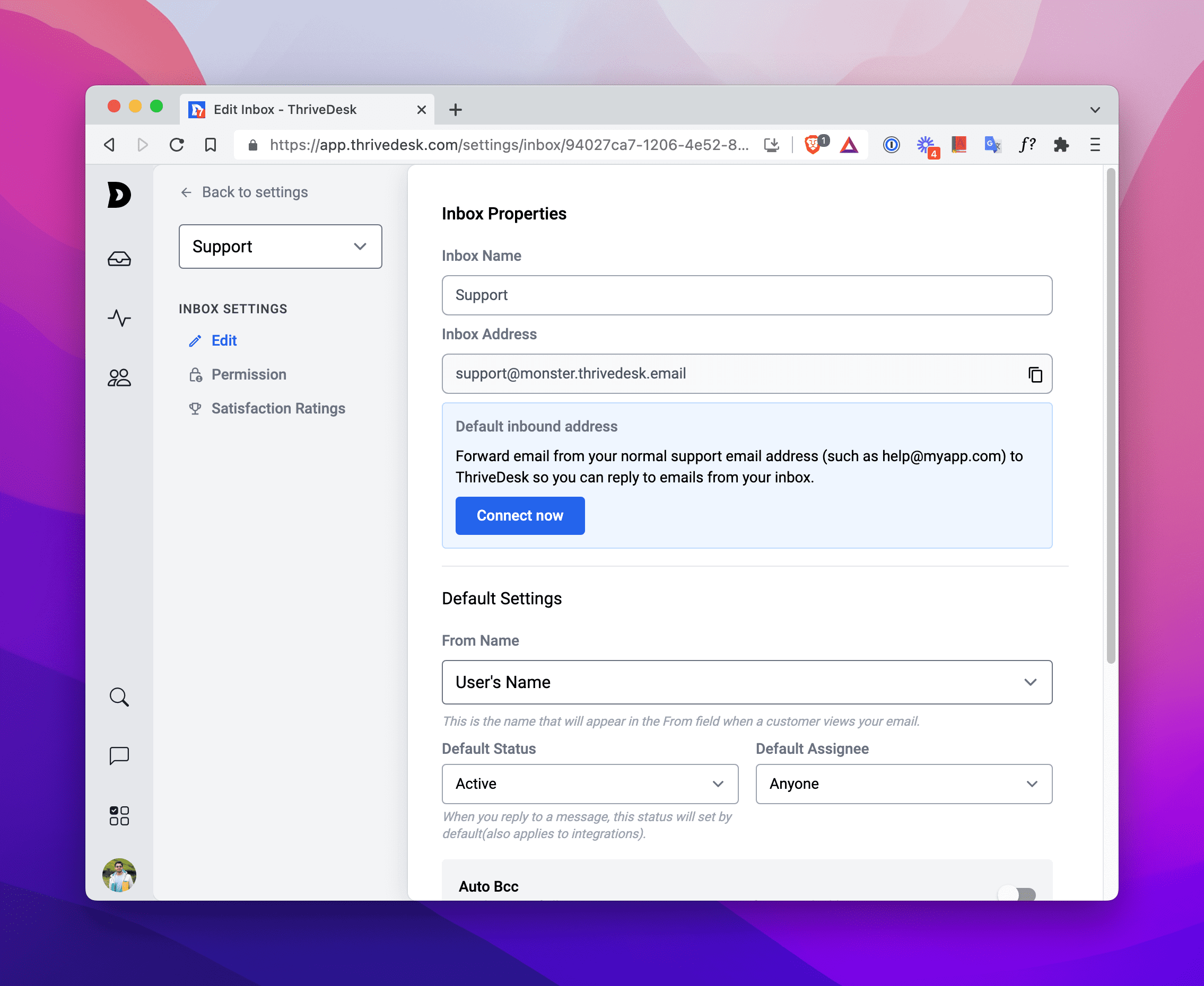 inbox settings - ThriveDesk