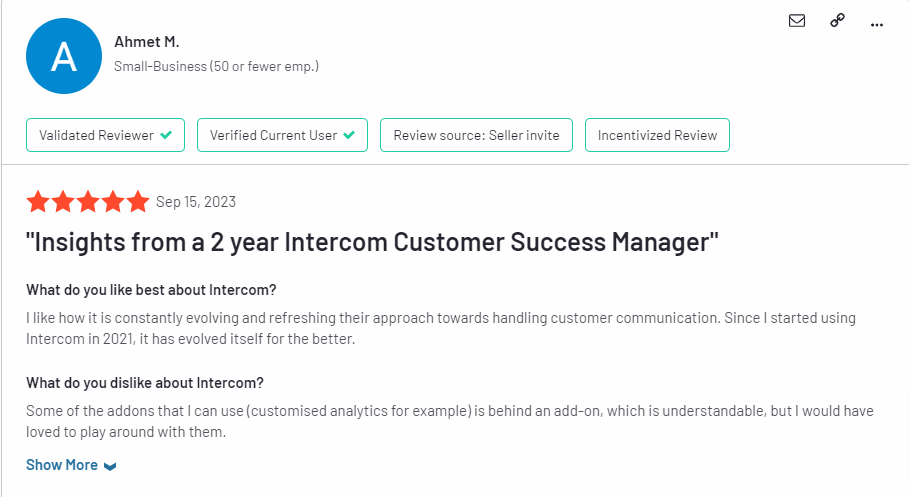 Intercom G2 User Review