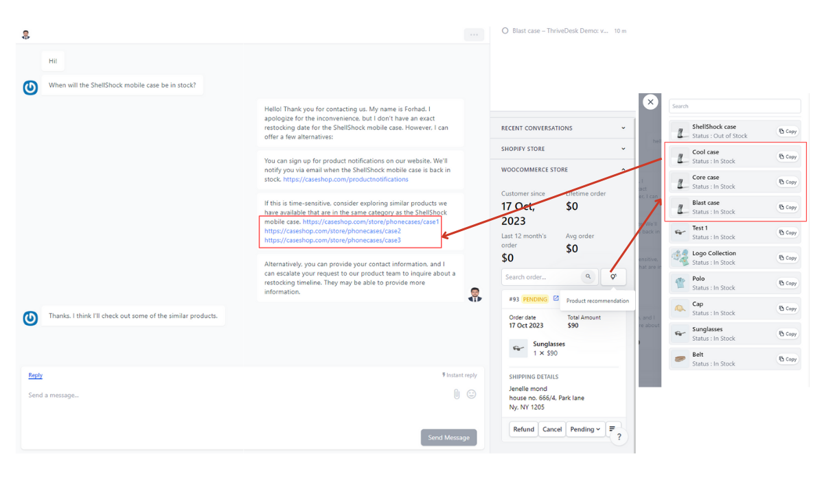 Handling Product out of Stock Complaint using ThriveDesk