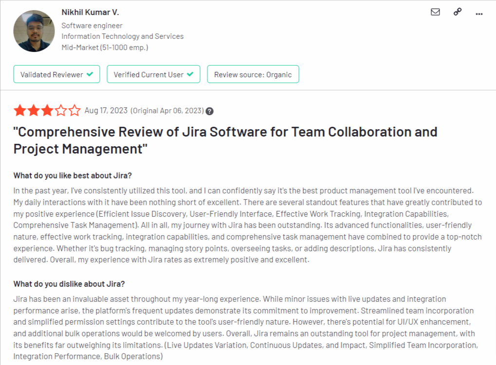 Jira Customer Review